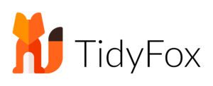 A black and white image of the word tidyland.